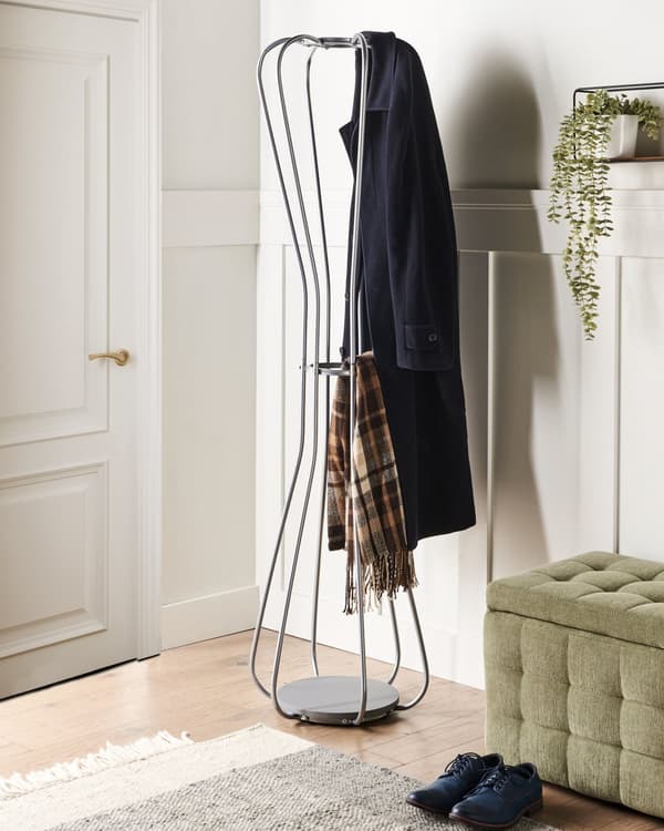 Klädställning Silver Metall 165 cm Fristående Jackställ Industriell Modern Dekorativ Accent Stycke Hall Tillbehör