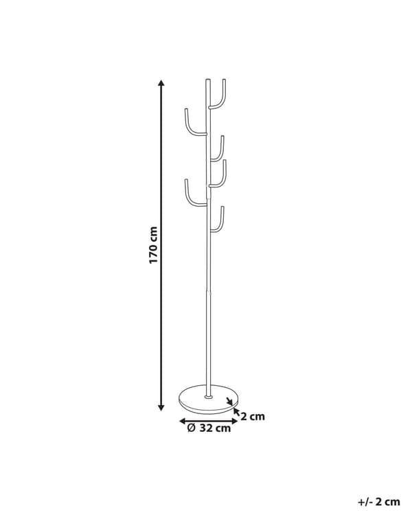 Klädställning Svart Metall 170 cm Fristående Klädhängare med 6 Krokar Industriell Modern Dekorativ Accent Stycke Hall Tillbehör