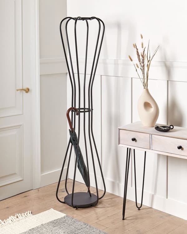 Klädställning Svart Metall 165 cm Fristående Jackställ Industriell Modern Dekorativ Accent Stycke Hall Tillbehör