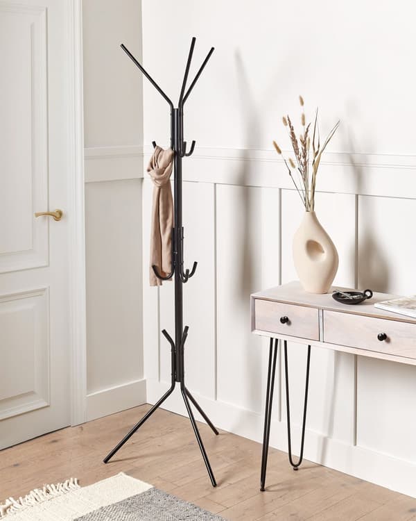 Klädställning Svart Metall 175 cm Fristående Jackställ Industriell Modern Dekorativ Accent Stycke Hall Tillbehör