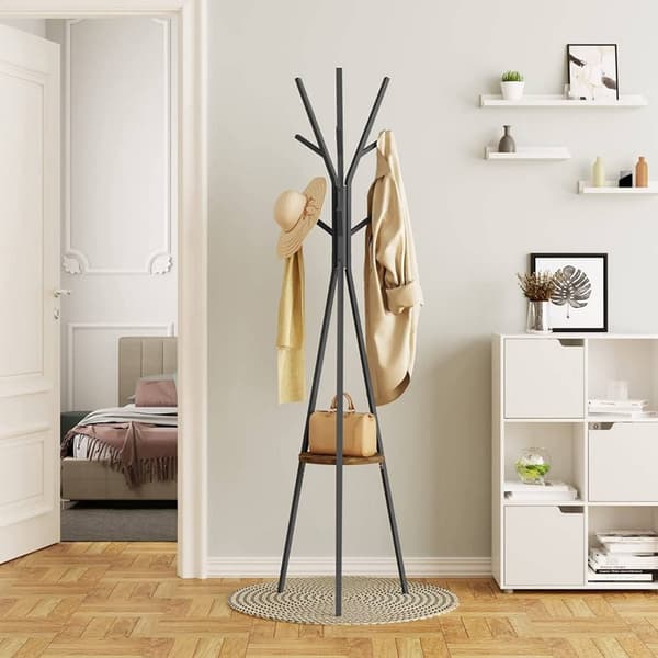 Rootz Tree klädhängare - Stående klädhängare - Klädställ - Metall & MDF - 180cm x 50cm x 50cm - Svart - Vintage Wood Look
