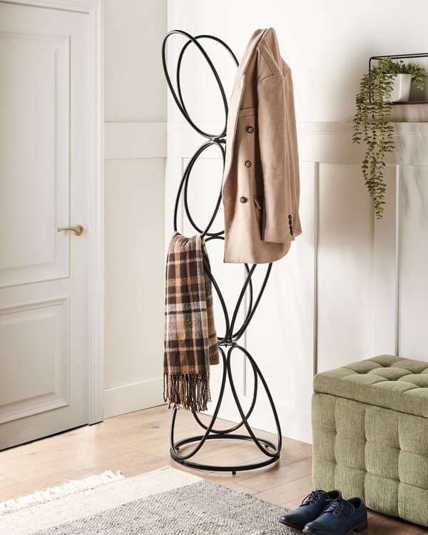 Stumtjener Svart Metall 160 cm Industriell og moderne stil Frittstående klesstativ Oppbevaring Interiør Gang