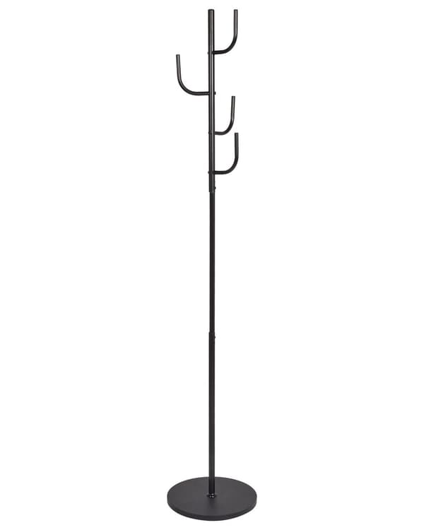 Stumtjener Svart Metall 170 cm 4 knagger Industriell og moderne stil Frittstående klesstativ Oppbevaring Interiør Gang