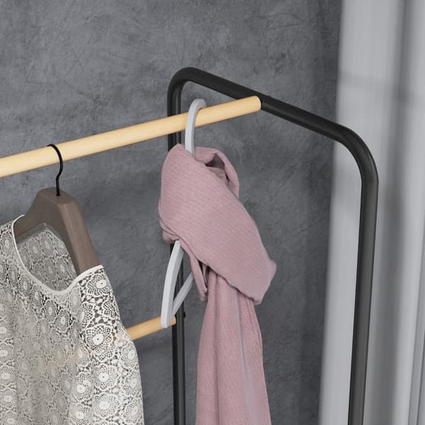 Rootz Tøjstativ - Frakkestativ - Beklædningsstativ - Stålramme - Bambus - 80,5 cm x 40,5 cm x 162,5 cm - Organiser garderobe - 2 skinner - Skohylde