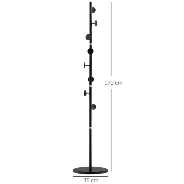 Rootz-naulakko - Hallipuu - Vaateteline - Teräsrunko - 35 cm x 35 cm x 170 cm - Säädettävä 60 cm - 170 cm - 8 koukkua - Marmoripohja