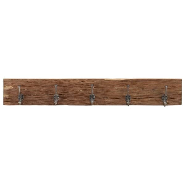 Kroklist med 5 krokar 100x2,5x15 cm massivt återvunnet trä