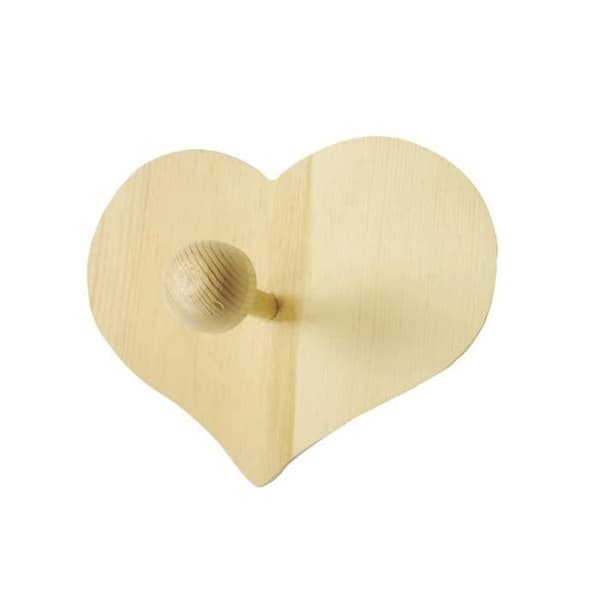 Patére - Kreativ frö - Trä hjärta - 15 cm - Brun - Väggdekoration