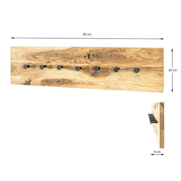 Väggkrok 7 Krokar "Royal Oak" 80cm Natur - Paris Pris Beige