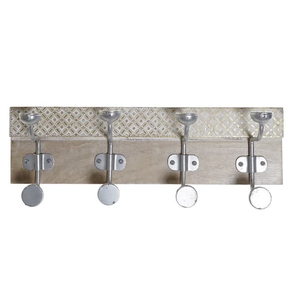 Väggmonterad rockhängare DKD Home Decor 46 x 15 x 10 cm Metall Vintage Mangoträ Avskalad