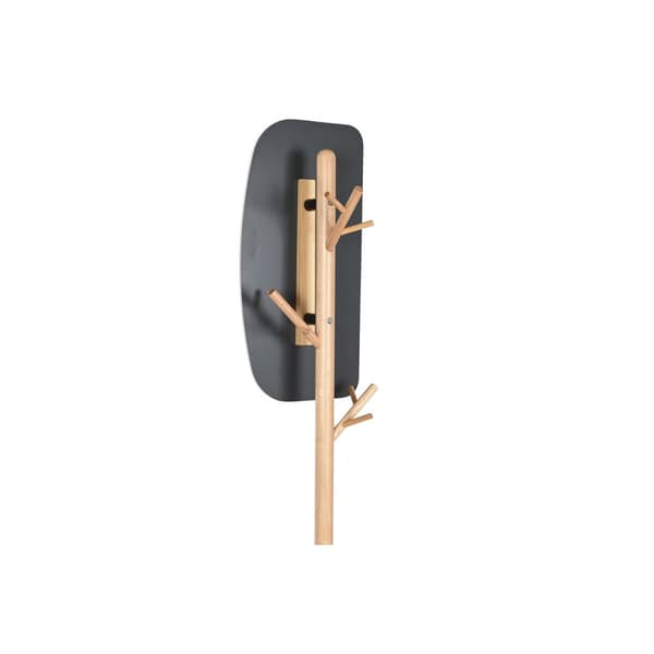 Hattställ Home ESPRIT Svart Naturell Trä Metall Scandi 33 x 33 x 185 cm