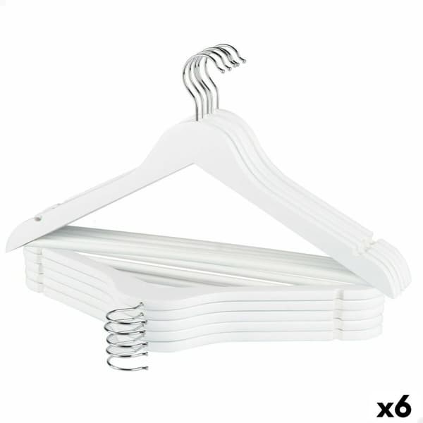 Klädhängarset Max Home Vit Trä Stål 44,5 x 23 x 1 cm 10 Delar (6 antal)