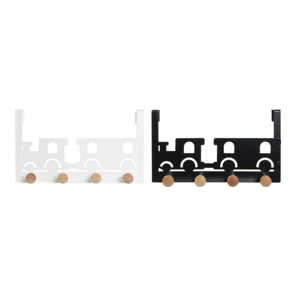 Ovitakkiteline DKD Home Decor 8424001835546 Juna Valkoinen Musta Metalli Puu MDF 28,5 x 8,5 x 16,5 cm (2 osaa)