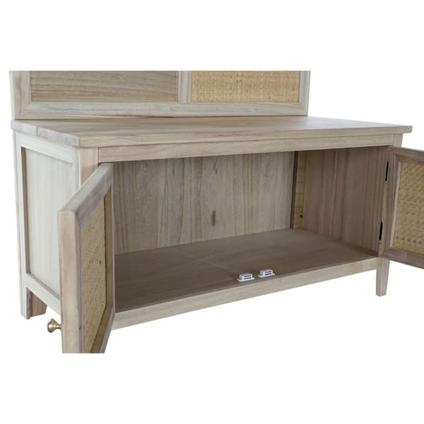Knagerække med spejl Home ESPRIT Natur Spanskrør Paulonia træ Spejl 92 x 40 x 181 cm