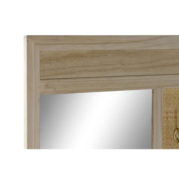 Knagerække med spejl Home ESPRIT Natur Spanskrør Paulonia træ Spejl 92 x 40 x 181 cm