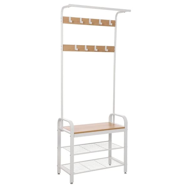 Klädhylla med skohyllor och avtagbara krokar - H183 cm