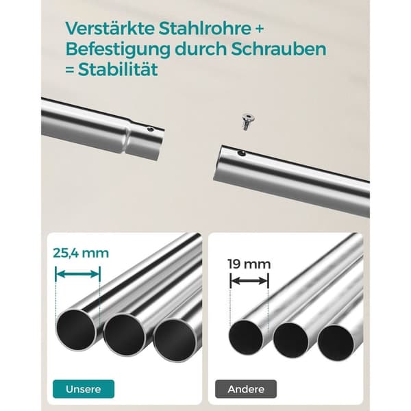 Rootz Klädställ med hjul - Klädställ - Rullande klädställ - 2 hängskenor - Silverfinish - 90cm x 45cm x 160cm