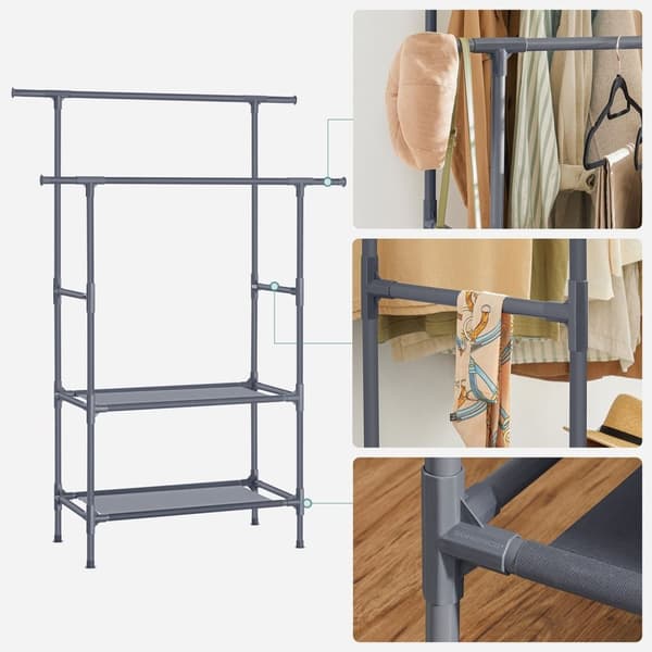 Rootz-takkiteline - Vaateteline - Helppo koota - Metallirunko - Valkoinen - 114cm x 45cm x 171cm - 3kg - 70kg Kantavuus