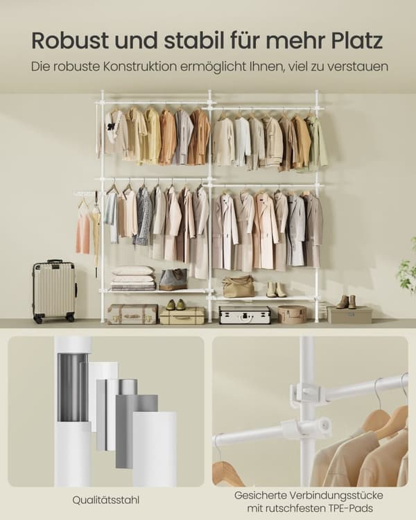 Rootz Klädställ - Organizer - Klädställ - Stål & plast - 33,5 cm x (162-238) cm x (208-310) cm - Vikt 9,7 kg