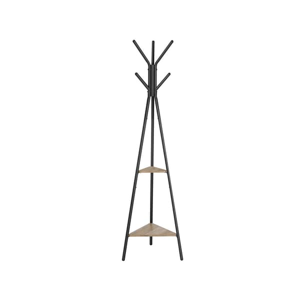 Rootz Tree Coat Stand - Klädhängare - Klädskåp - Spånskiva och stål - 49,5 cm x 49,5 cm x 179 cm - Greige Black - 3,3 kg - Enkel montering