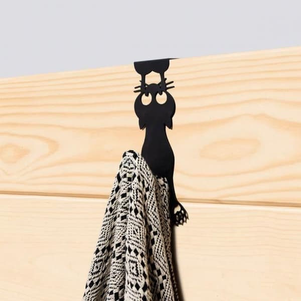 Klädhängare - Katt - Metall - 21x9x8 cm - Kontemporär Design - Upphängd Installation