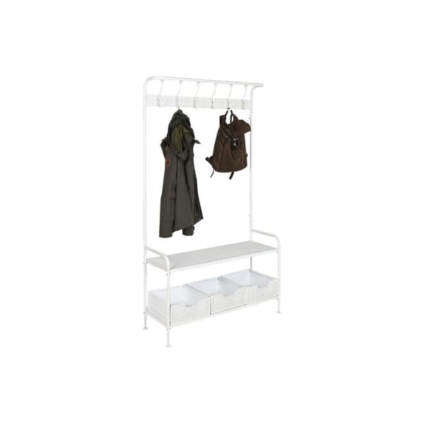 Takkiteline hylylllä Home ESPRIT Valkoinen Metalli Loft 110 x 36 x 186 cm