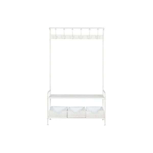 Takkiteline hylylllä Home ESPRIT Valkoinen Metalli Loft 110 x 36 x 186 cm