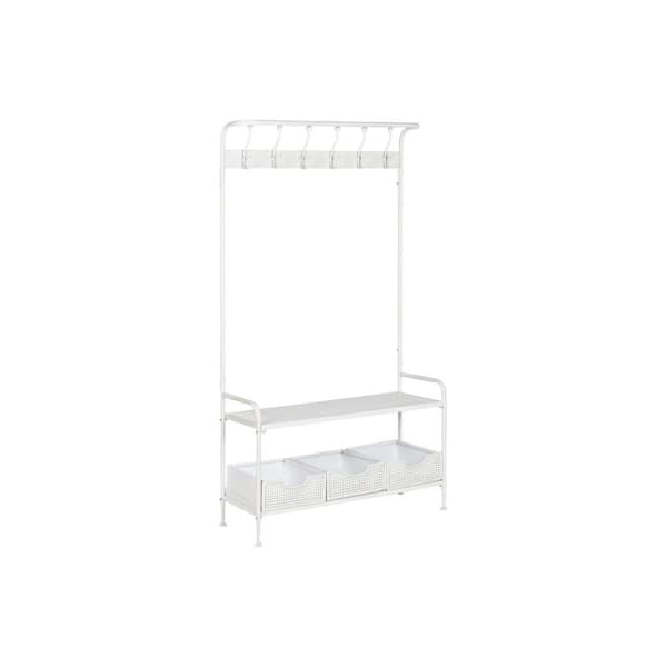 Takkiteline hylylllä Home ESPRIT Valkoinen Metalli Loft 110 x 36 x 186 cm