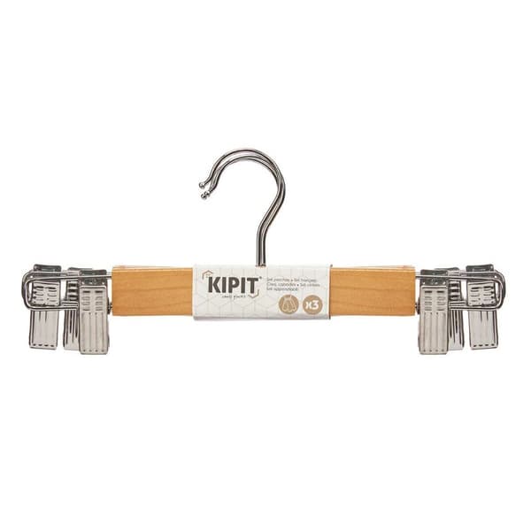 Bøjlesæt Kipit 29100196 Brun Sølvfarvet Træ Metal 28,5 x 2,5 x 11,5 cm Klemmer (24 enheder)