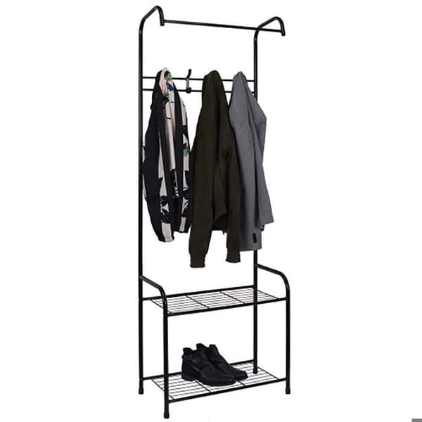 Entréklädhängare med krokar på 2 nivåer - HOME DECO FACTORY - M4 - Svart - Metall - 170 cm - 61 x 30 x 170 cm