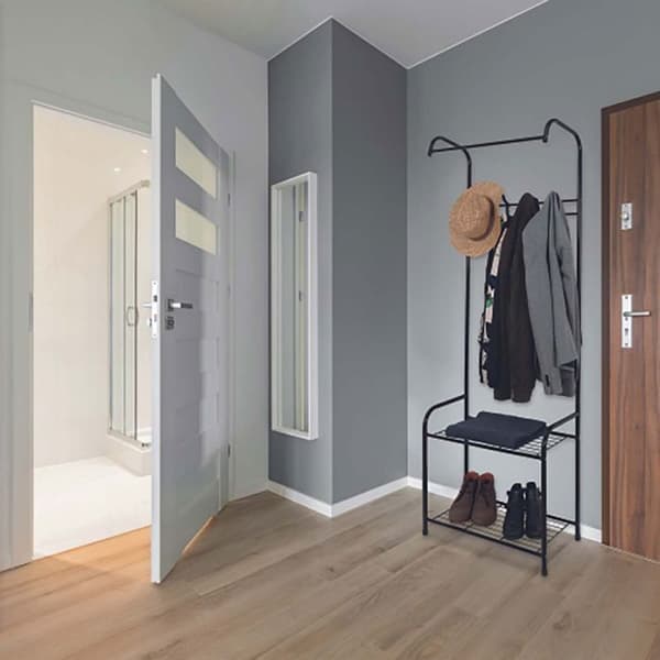 Entréklädhängare med krokar på 2 nivåer - HOME DECO FACTORY - M4 - Svart - Metall - 170 cm - 61 x 30 x 170 cm