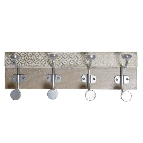 klädhängare 46 x 15 x 10 cm vintage metall strippat mangoträ