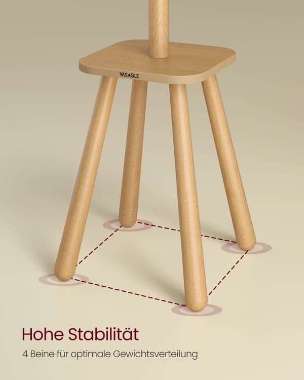 Tøjstativ med 8 kroge og planke i naturlig beige
