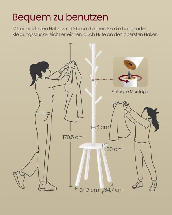 Klädställ med 8 krokar och förvaringsutrymme i Wolkenwit