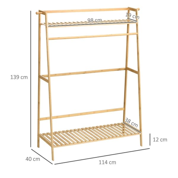 Rootz bambus tøjstativ - tøjarrangør - tøjstativ - rigelig opbevaring - 114 cm x 40 cm x 139 cm