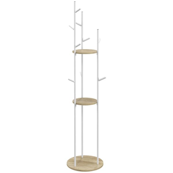 Rootz Coat Stand - Tøjstativ - Hat Tree - 9 kroge & 2 hylder - Moderne elegance - Ø 40 x 167 cm