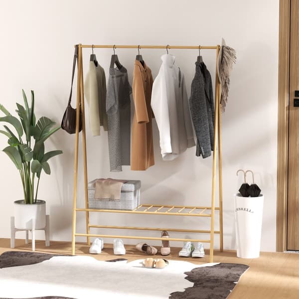 Rootz Freestanding Bambu Coat Rack - Klädarrangör - Lagringslösning - A -ramdesign - 116 cm x 43,5 cm x 160 cm