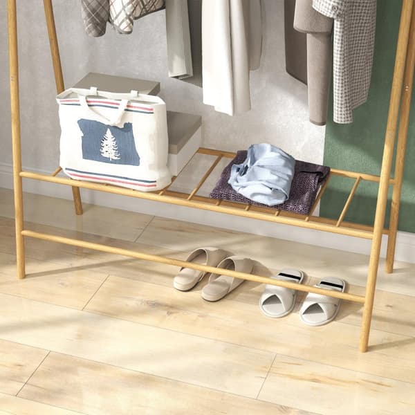 Rootz Freestanding Bambu Coat Rack - Klädarrangör - Lagringslösning - A -ramdesign - 116 cm x 43,5 cm x 160 cm