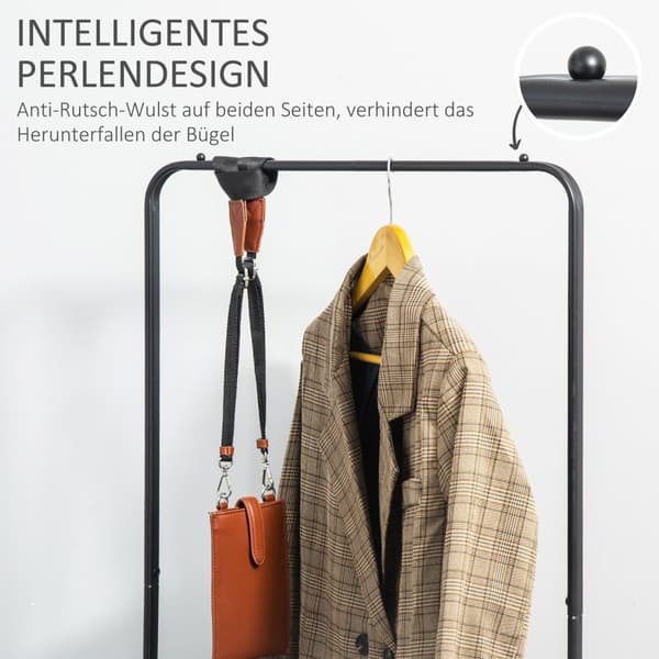 Rootz Mobile Metal Clothes Rack - Garment Rack - Fritstående arrangør - Rumbesparende design - 56,5L x 31,5W x 152,5h cm