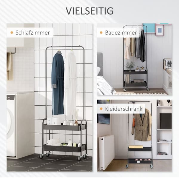 Rootz Mobile Metal Clothes Rack - Garment Rack - Fritstående arrangør - Rumbesparende design - 56,5L x 31,5W x 152,5h cm