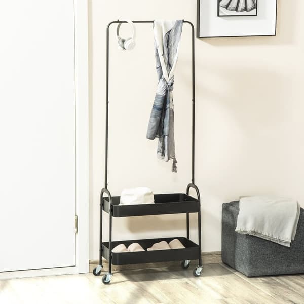 Rootz Mobile Metal Clothes Rack - Garment Rack - Fritstående arrangør - Rumbesparende design - 56,5L x 31,5W x 152,5h cm