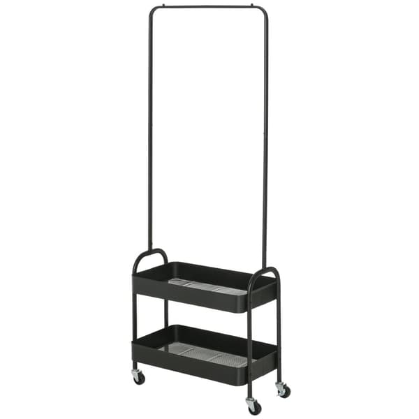 Rootz Mobile Metal Clothes Rack - Garment Rack - Freestanding Organizer - Space Saving Design - 56,5L x 31,5W x 152,5H cm