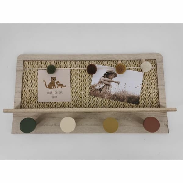 Knagerække DKD Home Decor Natur Multifarvet Fiber Træ MDF (45 x 6 x 24 cm)