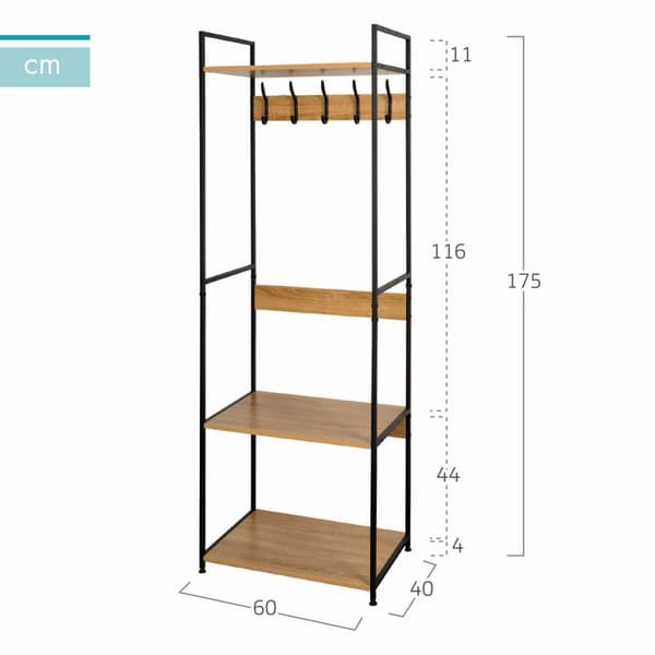 Stativ med Hylde Max Home Stål Melamin spånplade Minimalistisk 60 x 175 x 40 cm