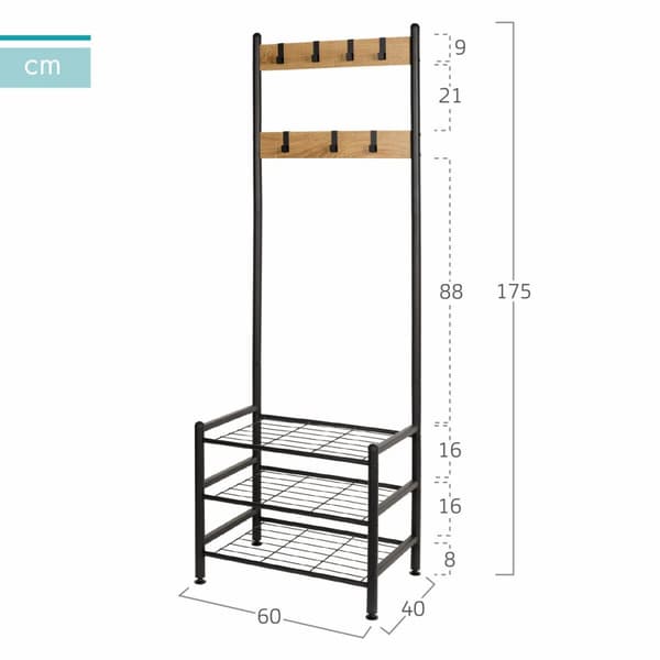 Stativ med Hylde Max Home Stål Melamin spånplade Minimalistisk 60 x 175 x 40 cm