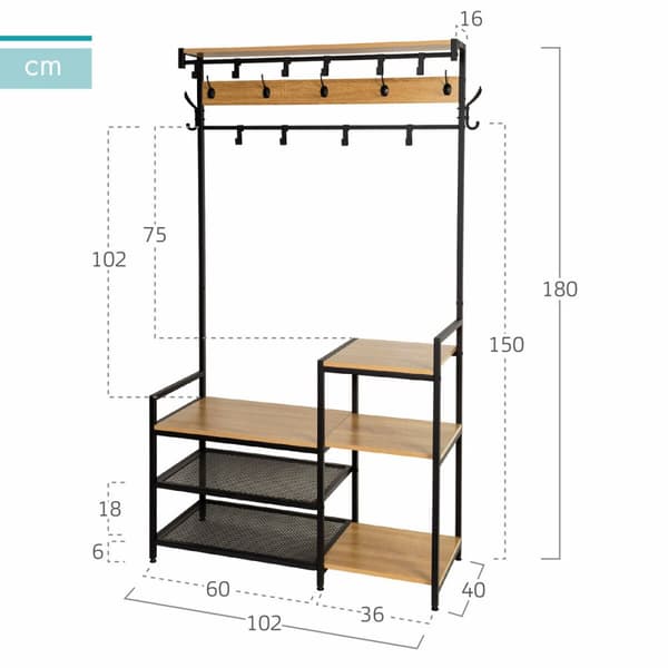 Klädhängare med hylla Max Home Stål Melamin spånskiva Minimalistisk 102 x 180 x 40 cm