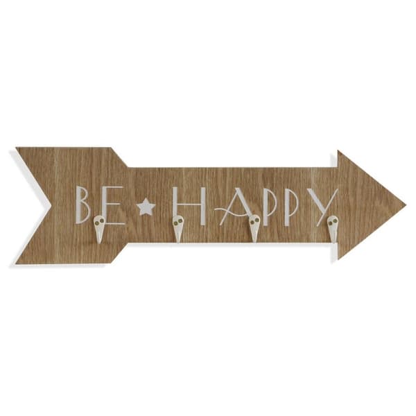 Väggmonterad rockhängare Versa Be Happy Trä MDF 4 x 14,5 x 48 cm