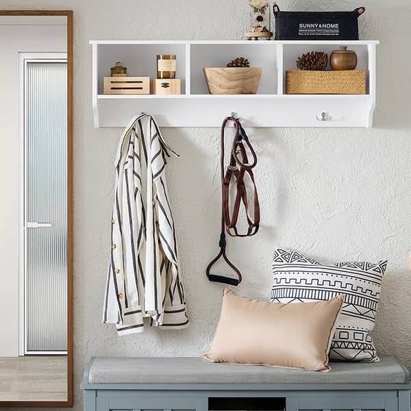 Rootz MDF Coat Rack - Cloakroom Strip - Vægmonteret bøjle - 3 metalkroge - holdbart design - 100x30x20cm