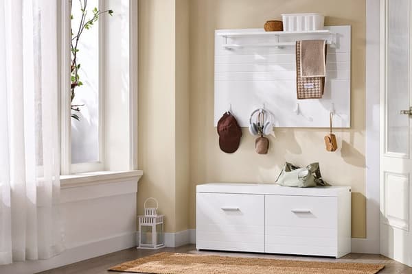 Rootz Wall Garderobe Closet Organizer - Coat Hooks - MDF Hanger - Space Saving - 100x70x20cm