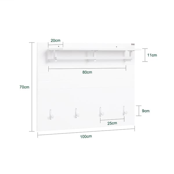 Rootz Wall Garderobe Closet Organizer - Coat Hooks - MDF Hanger - Space Saving - 100x70x20cm