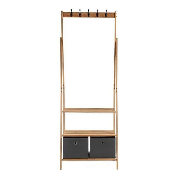 klädhängare gråbrunt trätyg (40,5 x 175 x 67 cm)